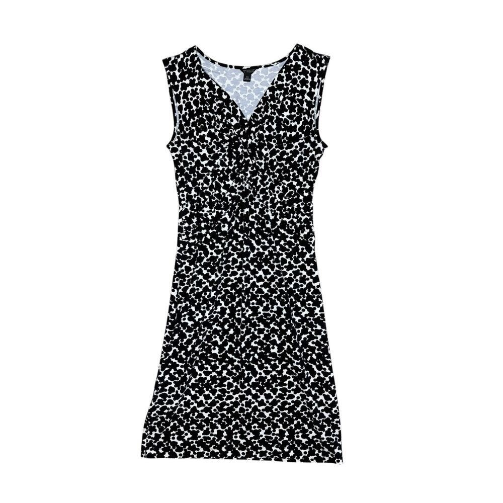 Ann Taylor Black White Patterned Sleeveless V-neck Dress XS